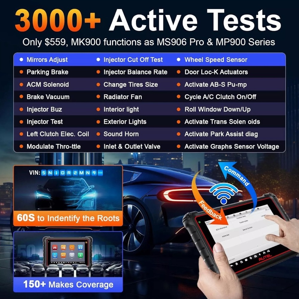 Autel MaxiCOM MK900 MK900BT MX900 Auto All System Diagnostic Scanner Tool - Picture 7 of 15